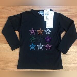 Dori Creations NWT Black Long-Sleeve Star Rhinestone Top